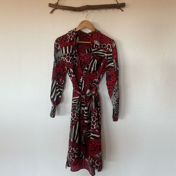 Red printed dress - Picture 3 of 5